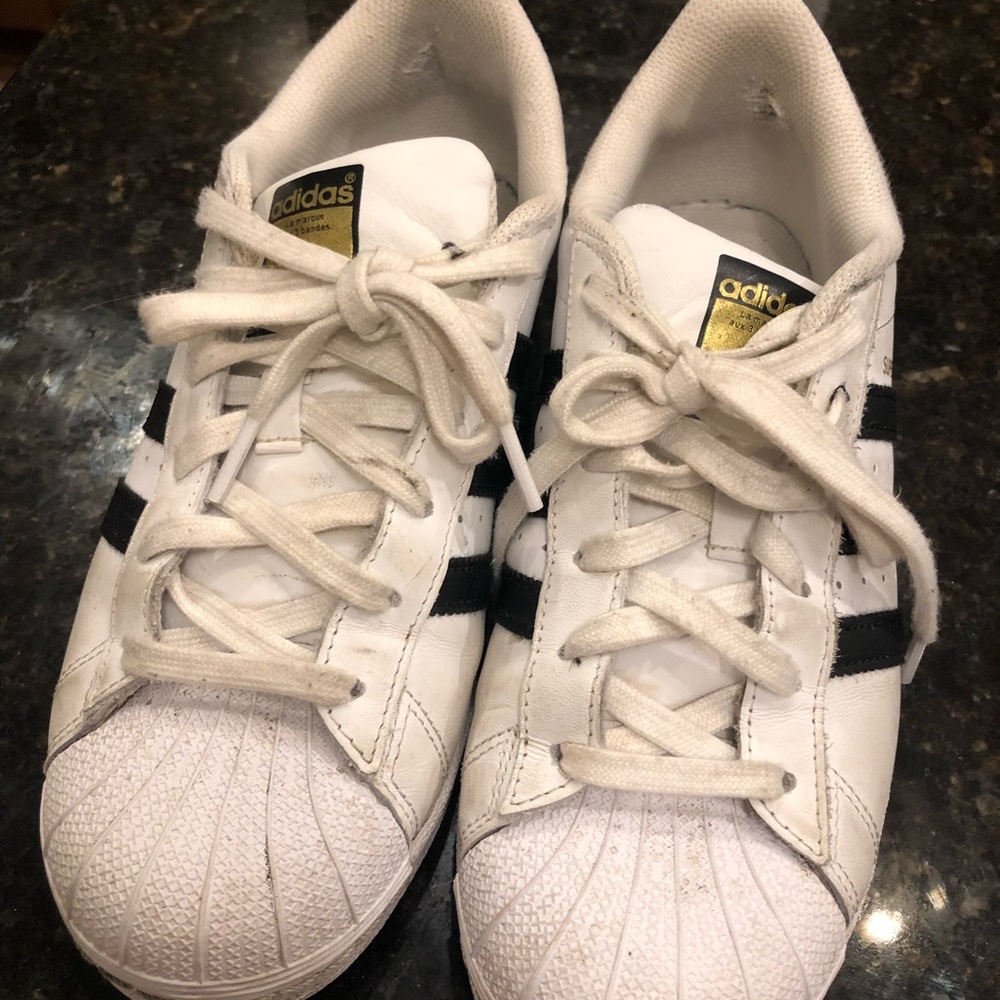 Adidas Superstars with Black Stripes